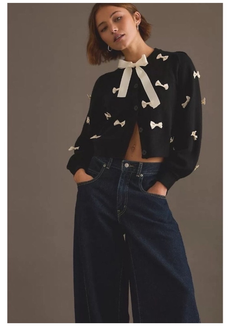 NWT Never Fully Dressed Bow Sophie Cardigan In Black